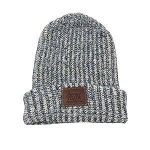 Love Your Melon | Marled Cuffed Ribbed Knit Marlee Beanie Blue White